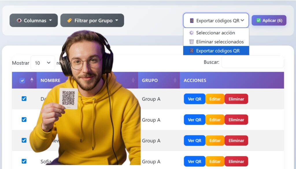 Creación de códigos QR para el registro de asistencia con QRSpace